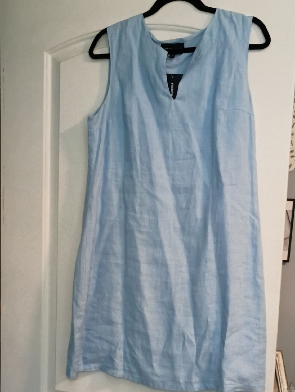 NWT French Curve split neck linen shift SMALL